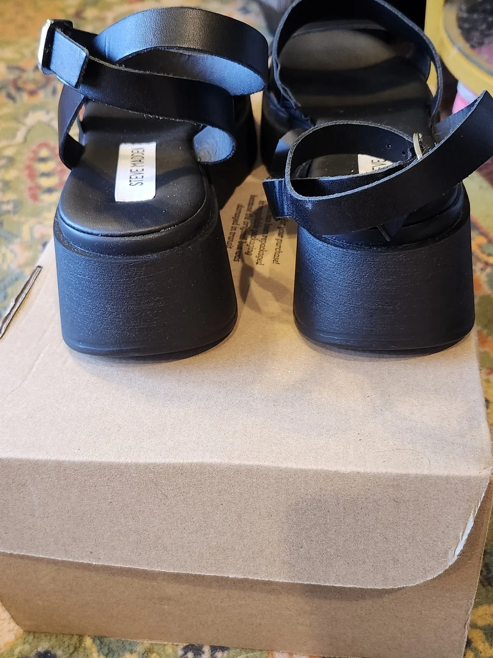 Steve Madden Black Platform Double-Strap Sandals